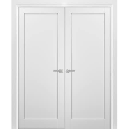 Sartodoors Double French Interior Door, 36" x 80", White QUADRO4111DD-WS-36